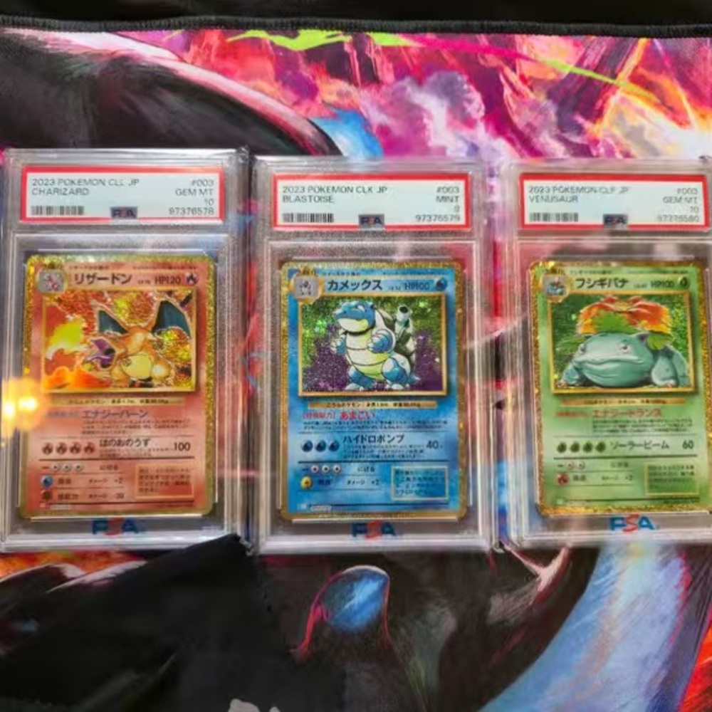 Pokemon Trading Cards - Charizard, Blastoise, Venusaur - Red, Blue, Green